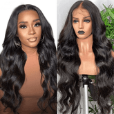 Long Wavy 100% Human Hair Lace Front Wig - Anellace
